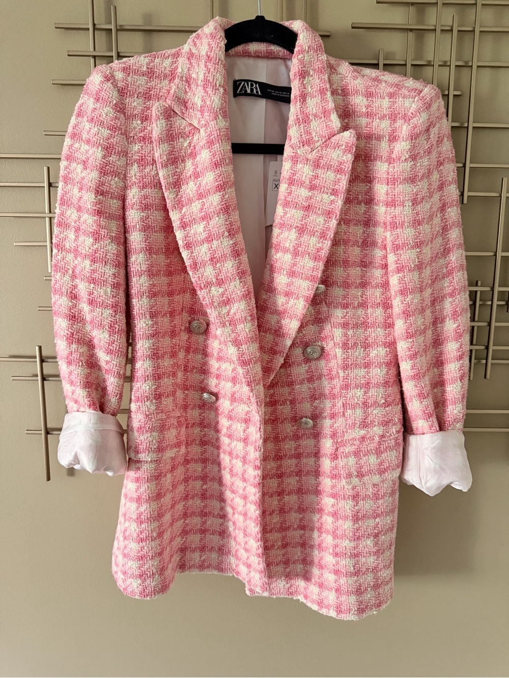 ZARA Double-Breasted Tweed Blazer